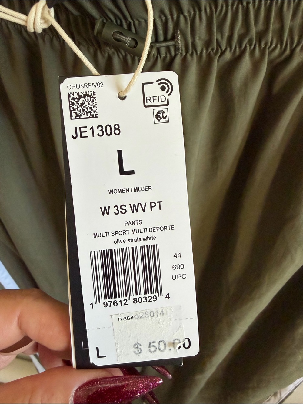 ADIDAS Essentials 3-Stripes Lifestyle Woven Parachute Pants Olive Strata - Picture 12 of 12